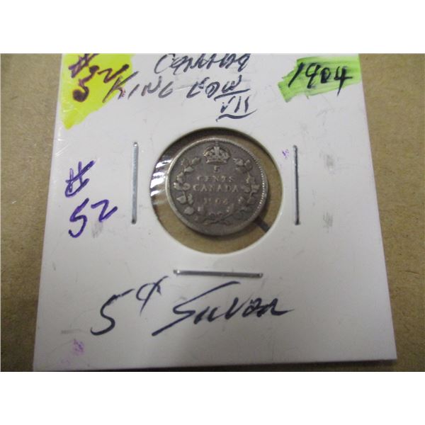 1904 CANADA KING EDWARD VII SILVER FIVE CENT