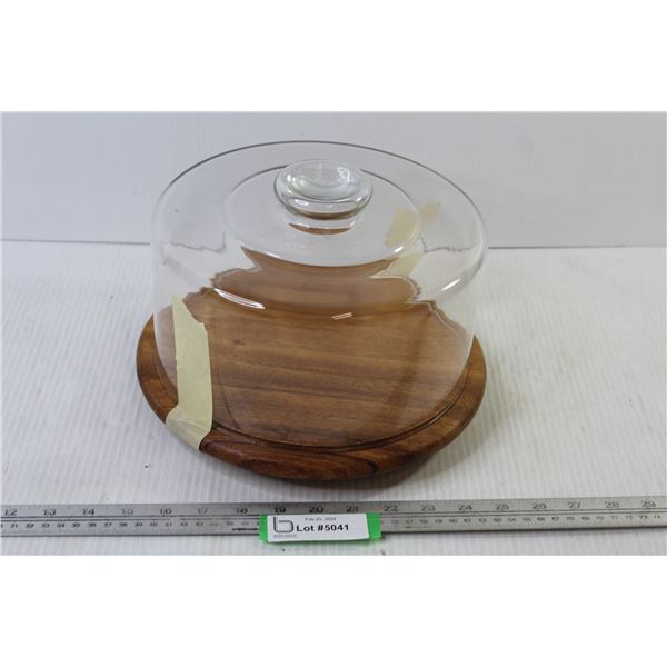 Wooden Cake Tray With Glass Cover
