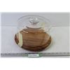 Image 1 : Wooden Cake Tray With Glass Cover