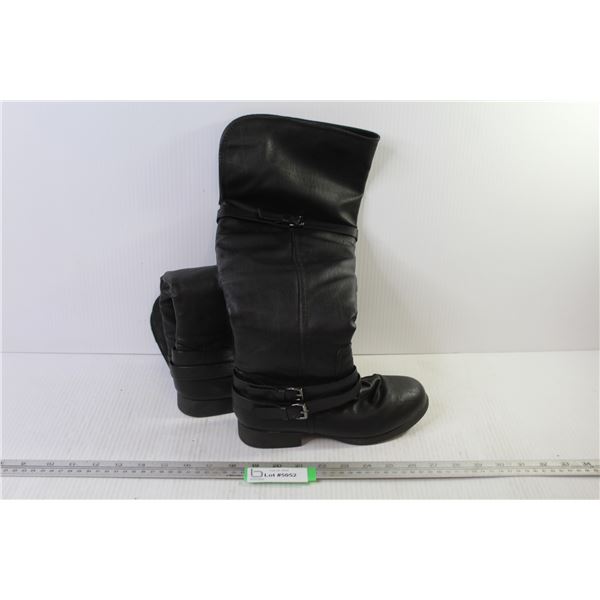 Pair of High Black Boots - Size 5.5