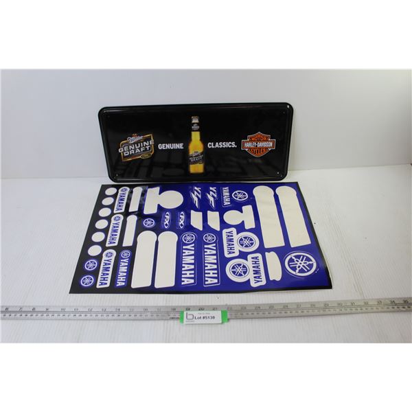 Miller Beer Metal Sign, Yamaha Decals