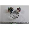 Image 1 : Bone China Floral - Randor, Vintage Footed Glass Bowl with Silver Overlay Leaves - some damage on Ra