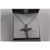 Image 2 : Sterling Silver Cubic Zirconia Cross Pendant and Necklace - 18"