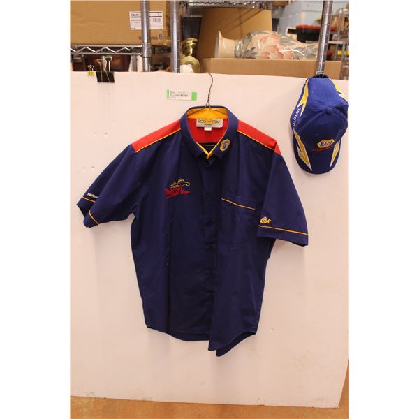 Napa Button Up - L, Racing Flames Hat