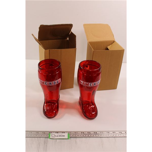 (2) Molson Canadian Boot Glasses