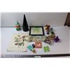Image 1 : (5) Skylander Figurines, 9.25x9.25 Picture in Frame, Soap Disp. Wine Bag, Small Book & Various Items