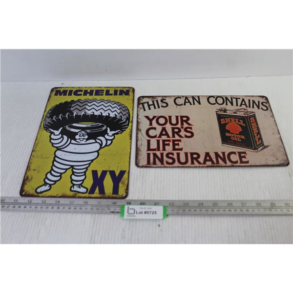 (2) Metal Signs - Shell, Michelin