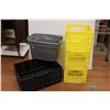 Image 1 : * (3) Yellow Milk Crates, (1) Folding Black Tote, (1) Tote - No Lid