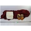 Image 1 : Burgundy Drapery, Child's Moccasins, Cushion Cover