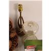 Image 4 : Holiday Pine Cone Decor. Working Lamp, Oil Lamp Base (as Seen Cond.) (2) Insect Netted Headwear,(4) 