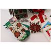 Image 5 : Christmas Decor - Vintage Glass Gift Ornaments (1 broken) , Wreath, Oven Mits, Towel & Lot Bags
