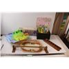 Image 1 : Wooden Towel Rack, Billiards Wall Mount Cue Holder ,(9) Gift Bags of various sizes,(2) Birthday Gel 