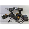 Image 1 : 18 Volt Drills w/4 Batteries & Charger (untested)
