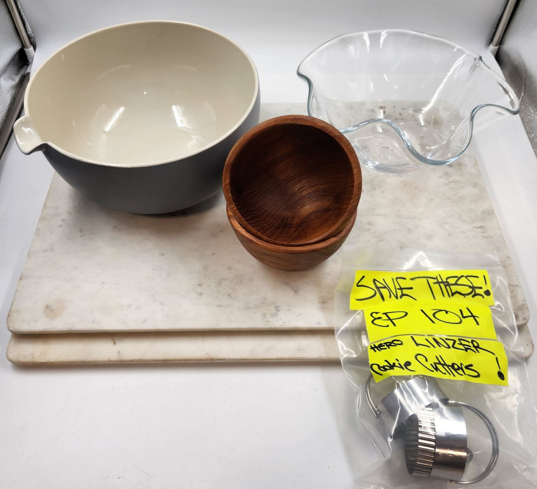 Kitchen Props From TV Show Marble Cutting Boards and Bowls