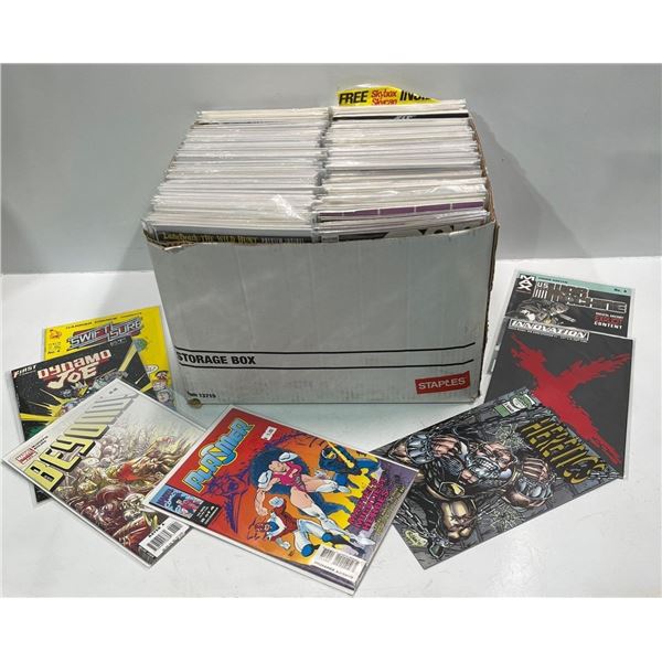 Bulk Lot of Over 100 Comic Books, Many Boarded in Protective Sleeves