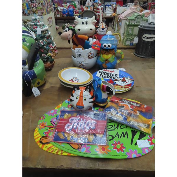 Collector Cookie Jars, Dishes, Other w/Fruit Loops, Tony Tiger, Cheerios, Others