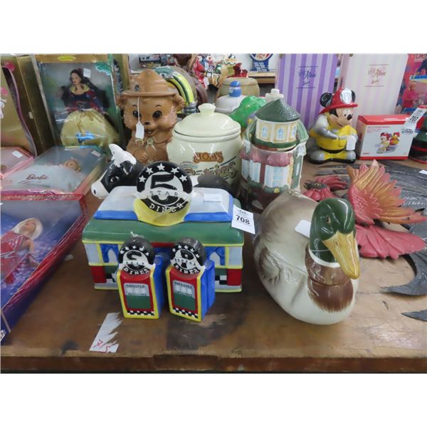 10-Asst. Collector Cookie Jars, Winnie Pooh, Juke Box, Mallard, Cow, Diner - 10 X $