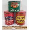 Image 1 : LOT OF 3 - GENERAL STORE TINS - DEL MONTE COFFEE, GUNNS SHORTENING & HARRIS ABATTOIR SHORTENING