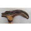Image 3 : CARVED WOODEN WALKING STICK W/ CROCODILE POMMEL