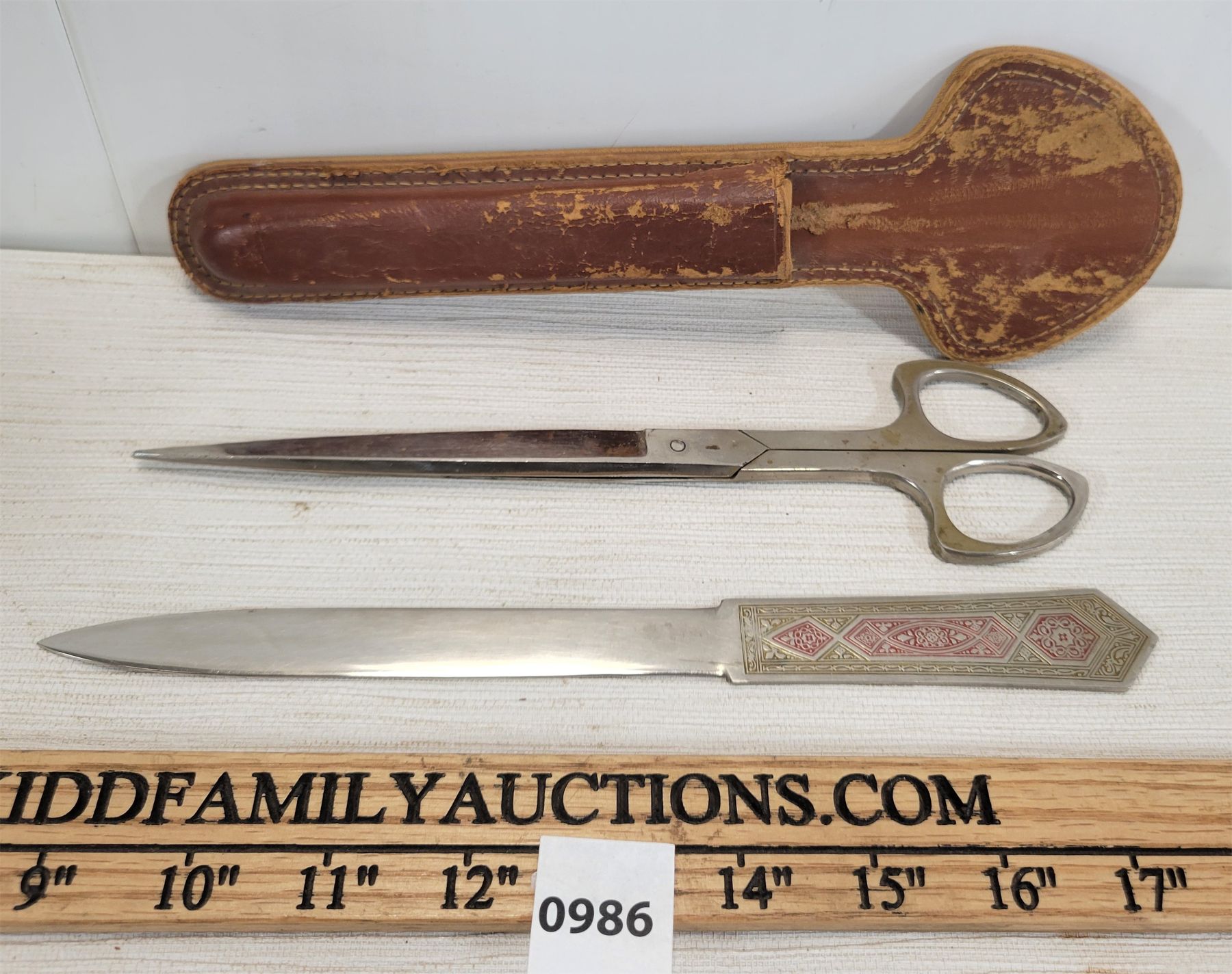 Letter Scissors Classical LOT OF 2 - SOLINGEN GERMANY (?) LETTER OPENER & SCISSORS W/ SHEATH ...
