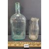 Image 1 : LOT OF 2 - EMBOSSED FARM VIEW DAIRY BOTTLE & WHISKY FLASK 