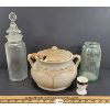 Image 1 : LOT OF 4 - SOUP TUREEN W/ LADLE - MASON JAR & EGG CUP, ETC.
