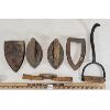 Image 2 : JOB LOT - ANTIQUE TOOLS & COPPER BOILER - INCL DRAW KNIVES, SAD IRONS & SICKLE, ETC.