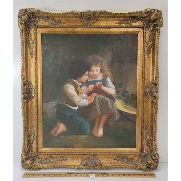  "A SPECIAL MOMENT" BY EMILE MUNIER - FRAMED REPO OIL ON CANVAS 