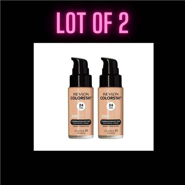 LOT OF 2 - ALMAY COLORSTAY MATTE FINISH 24 HRS SPF 15 #200 NUDE COMBINATION/OILY SKIN