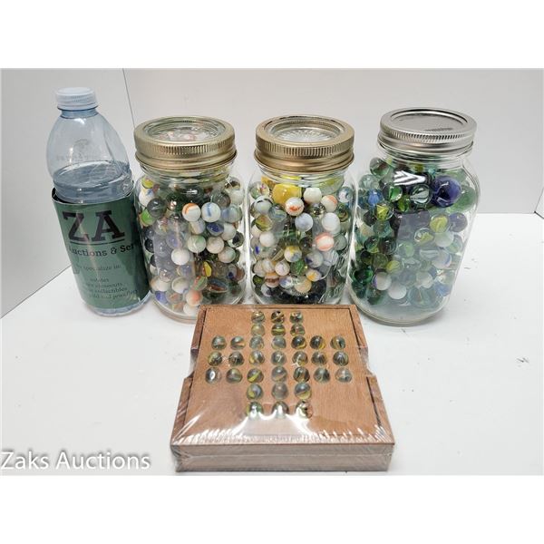 VINTAGE 3 MASON JARS MARBLES