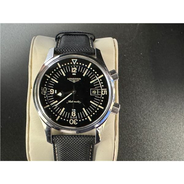 LONGINES MENS WRISTWATCH AUTO LEGEND DIVER MODEL L3.674.4 WITH STAINLESS STEEL CASE AND BLACK