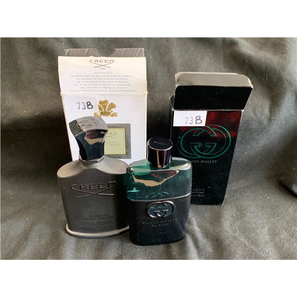 2 BOTTLES OF PERFUME, CREED 1760 GREEN IRISH TWEED & GUCCI GUILTY BLACK POUR HOMME