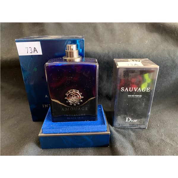 2 BOTTLES OF PERFUME, AMOUAGE INTERLUDE BLACK IRIS & SAUVAGE EAU DE PARFUM DIOR