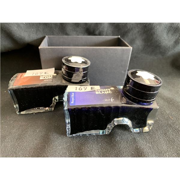 2 BOTTLES OF MONT BLANC INK, TOFFEE BROWN & ROYAL BLUE