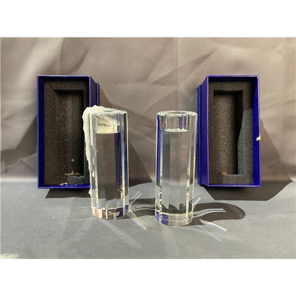 PAIR OF VILLEROY & BOCH CRYSTAL CANDLE HOLDERS