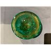 Image 2 : MURANO GLASS GOLD LEAF GREEN CASED GLASS BOWL