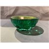 Image 3 : MURANO GLASS GOLD LEAF GREEN CASED GLASS BOWL