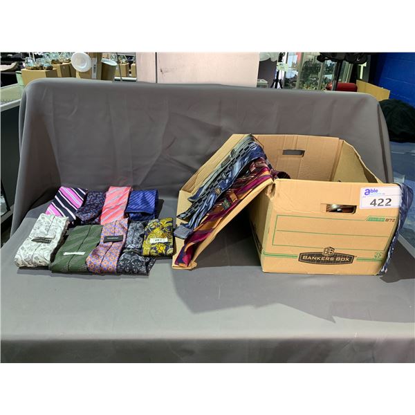 BOX OF ASSORTED HIGH END TIES INCLUDING; VALENTINO, GIORGIO ARMANI, VERSACE, LUCIANO BARBERA & MORE