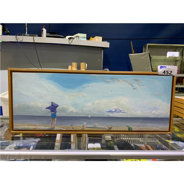 FRAMED ORIGINAL OIL ON CANVAS BY MUNRO TITLED  GULF OF GEORGIA  34  X 13 