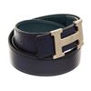 Image 2 : Hermes Blue Leather H Belt