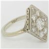 Image 4 : Antique 14K White Gold 1.67 ctw European & Single Cut Diamond Rhombus Platter Ri