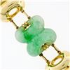 Image 5 : Vintage Large Wide Heavy Alternating Pierced Jade & Solid 14k Gold Bracelet