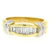 Image 1 : Unique 14k Yellow & White Gold 0.56 ctw Graduated Baguette Cut Diamond Band Ring