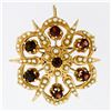 Image 1 : Antique Victorian 14k Gold 1.50 ctw Garnet & Pearl Open Round Brooch Pin Pendant