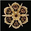 Image 2 : Antique Victorian 14k Gold 1.50 ctw Garnet & Pearl Open Round Brooch Pin Pendant