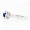 Image 7 : 18K White Gold 1.70 ctw AGL Emerald Step Cut Royal Blue Sapphire & Diamond Ring
