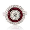 Image 1 : 1.27 ctw CENTER Diamond and 1.26 ctw Ruby Platinum Ring (1.65 ctw Diamonds)