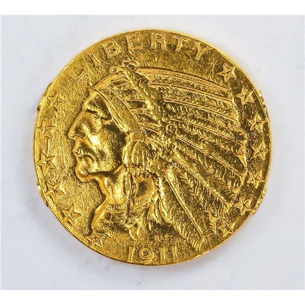 1911-S $5 Indian Head Half Eagle Gold Coin C+