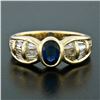 Image 2 : Trevi 18k Yellow Gold 1.90 ctw Oval Sapphire & Baguette Diamond Ring