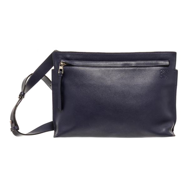 Loewe Navy Blue Leather T Messenger Bag